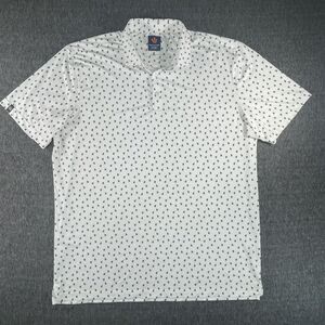 Donald Ross Sport Polo Shirt Mens XL Dog Print Golf White w/ Black Lab Preppy